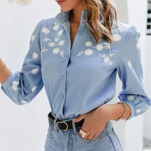 Floral Print Lantern Sleeve blouse size S